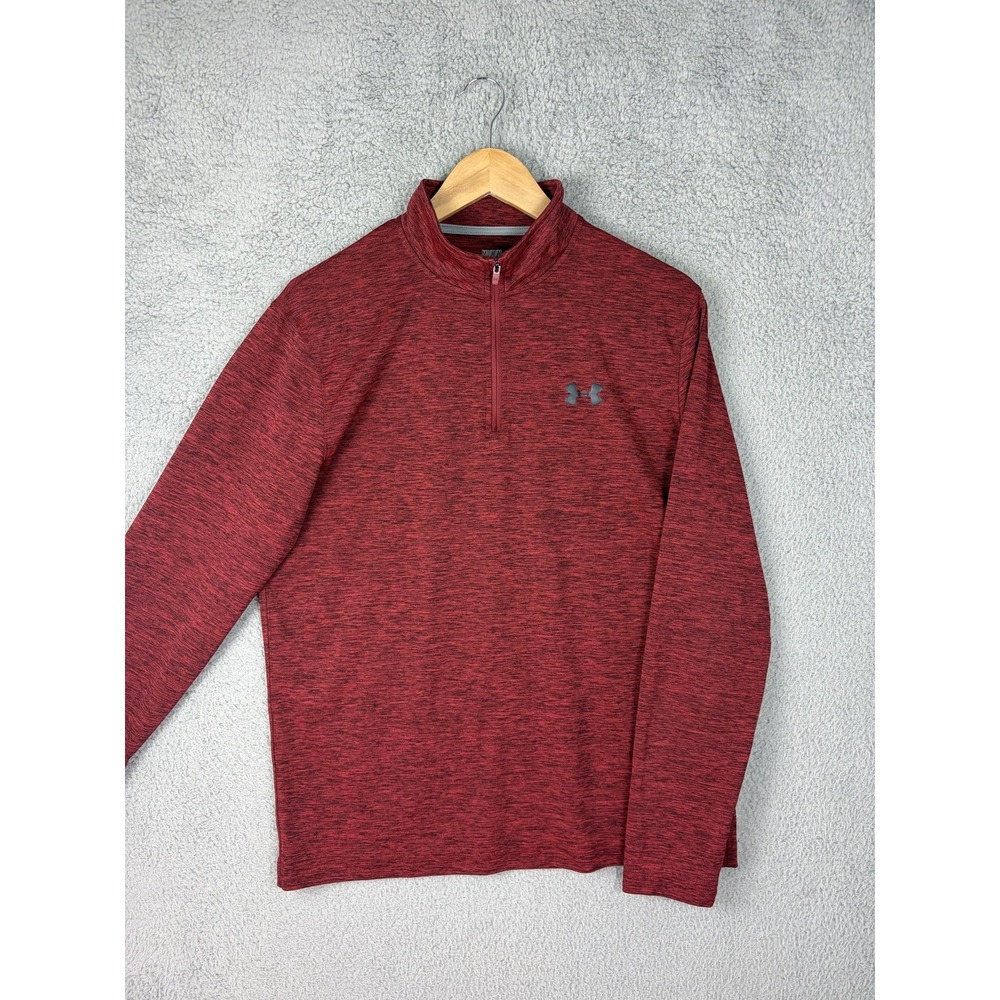 Under Armour Pullover Mens Medium Red Heather 1/4 Zip Long Sleeve Athletic Top